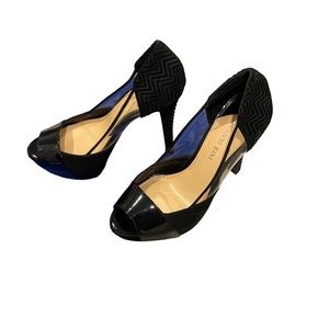 Gianni Binni peep toe black heels women size 7